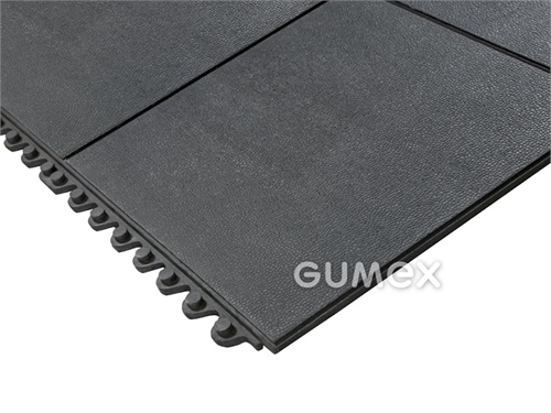 Protiúnavová spojovacia protišmyková dlaždica SOLID FATIGUE STEP, hrúbka 18mm, 900x900mm, NR-NBR (čiastočne odolná olejom a tukom), -20°C/+130°C, čierna